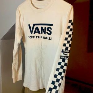 White Vans long sleeve tee, used and with stains